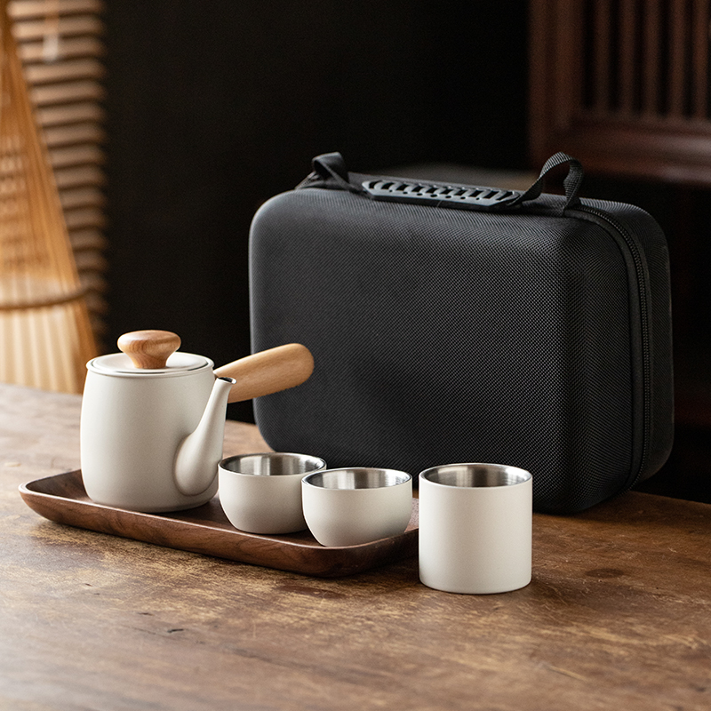 帝国旅行茶具不锈钢材质一壶双杯