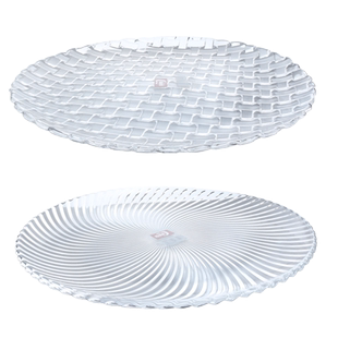 青苹果加厚大号通明玻璃果盘糖果盘创意茶盘32cm水果盘高点盘碟盘