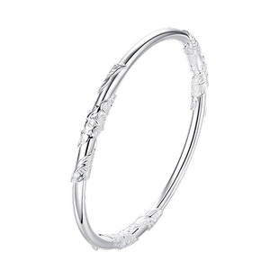 繁花似锦纯银手镯足银9999闭口银手环送女友生妈妈母亲节生日礼物