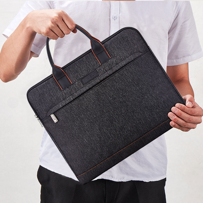 杰利文件包资料袋帆布手提文件袋a4拉链多层大容量防水商务公文包