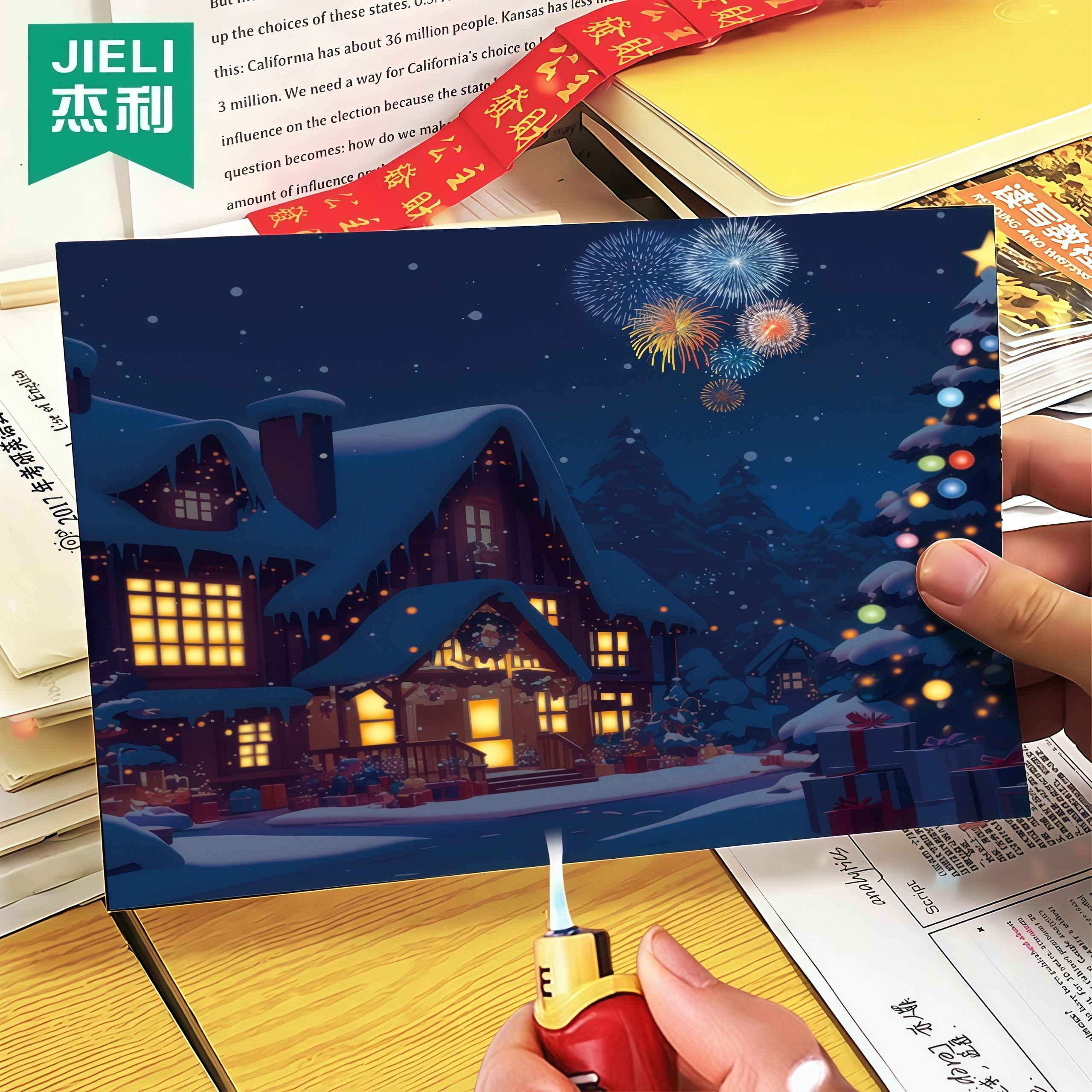 创意新年温变贺卡跨年元旦七夕情人节生日快乐惊喜礼物打火机卡片加热温变2026送男友女朋友表白祝福烟花浪漫