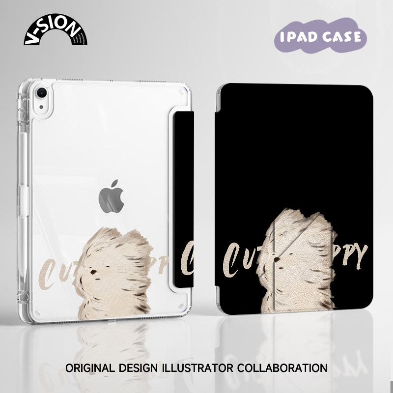 VSION吹风小狗适用ipadair5保护套2024款pro11寸保护壳mini6苹果平板10轻薄亚克力3带笔槽Y折防弯防摔9.7旋转,3C数码配件,平板电脑保护套/壳,淘宝优惠券,粉丝福利购,淘宝优惠卷