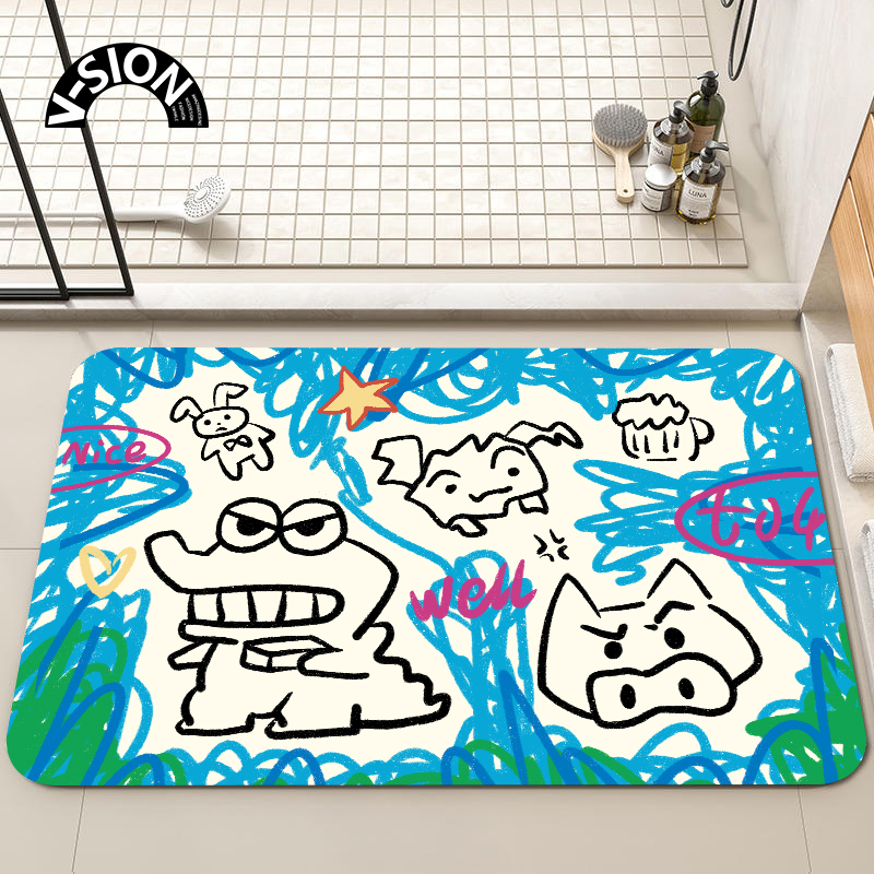 V-SION卡通涂鸦软硅藻泥浴室地垫