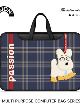 V-SION黑色格子笔记本重磅电脑包适用于苹果macbook15点6寸手提包小新air13华为matebook联想女14内胆包