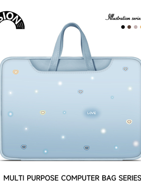 唯鑫V-SION简约蓝色笔记本重磅电脑包适用于苹果macbook15点6寸手提包小新华为matebook联想女14内胆包