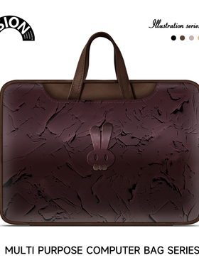 V-SION紫色百搭兔笔记本重磅电脑包适用于苹果macbook15点6寸手提包小新air13华为matebook联想女14内胆包