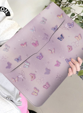 唯鑫V-SION紫色蝴蝶电脑内胆包适用于华为matebook14保护套联想小新pro16苹果macbook15.6新款平板内胆包12寸