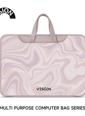 V-SION原创插画紫色流体笔记本重磅电脑包手提适用苹果macbook15点6寸小新air13华为matebook联想女14内胆包
