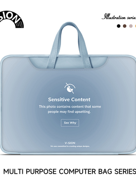 V-SION天空蓝色笔记本电脑包女适用于华为matebook14保护套联想小新pro16苹果macbook15.6翻盖内胆包13.6英寸
