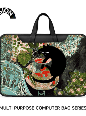 VISION可爱猫咪笔记本电脑包手提适用苹果macbook15点6寸小新air13华为matebook联想女14内胆包pro保护套