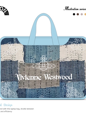 V-SION复古蓝色拼色笔记本重磅电脑包适用于苹果macbook15点6寸手提包小新air13华为matebook联想女14内胆包