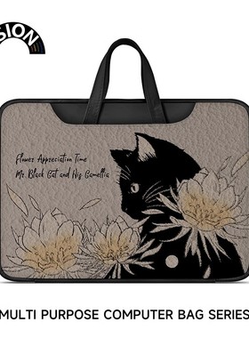 VISION山茶花猫咪笔记本电脑包手提适用苹果macbook15点6寸小新air13.3华为matebook联想女14内胆包pro保护套