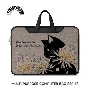 VISION山茶花猫咪笔记本电脑包手提适用苹果macbook15点6寸小新air13.3华为matebook联想女14内胆包pro保护套