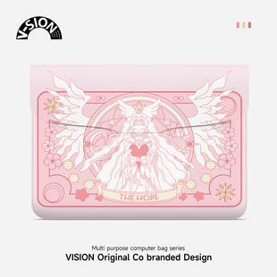 VISION美少女插画笔记本便携电脑包适用苹果macbook13.3寸内胆包联想小新pro14华为matebookd15保护套收纳包