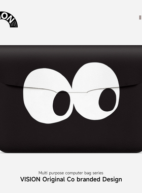 VISION斜瞪眼表情包笔记本电脑包适用于苹果macbook15点6寸小新air13华为matebook联想女生14内胆包pro保护套