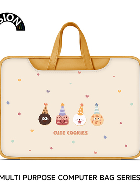 VISION原创插画卡通小熊笔记本重磅电脑包手提适用苹果macbook15点6寸小新air13华为matebook联想女14内胆包