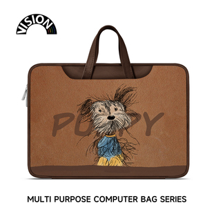 唯鑫V-SION凌乱小狗笔记本重磅电脑包适用于苹果macbook15点6寸手提包小新华为matebook联想女14内胆包