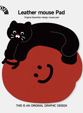 V-SION个性黑猫异形皮革鼠标垫女护手腕便携电脑办公室桌垫