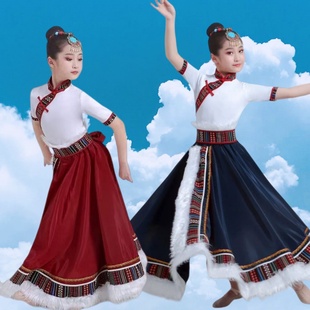 少儿苍穹唤藏族舞蹈服起舞次仁拉索雪域卓玛心声少数民族舞演出服
