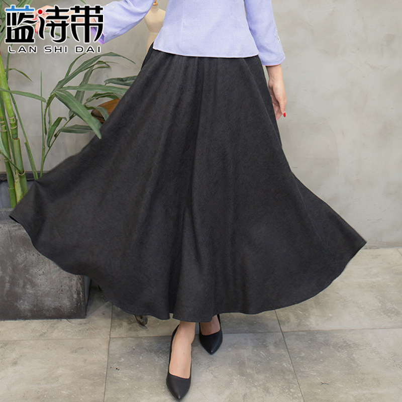 2018新款民族风长裙女秋冬黑色半身裙女士松紧腰大摆裙复古跳舞裙|ruв категории Женская одежда, юбка - от Buy2taobao.com для оказания профессиональной услуги покупки агента Taobao