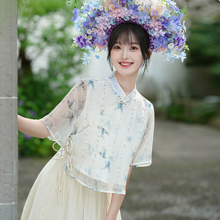 新中式国风连衣裙少女夏装2024新款初中高中学生民族风立领套装裙