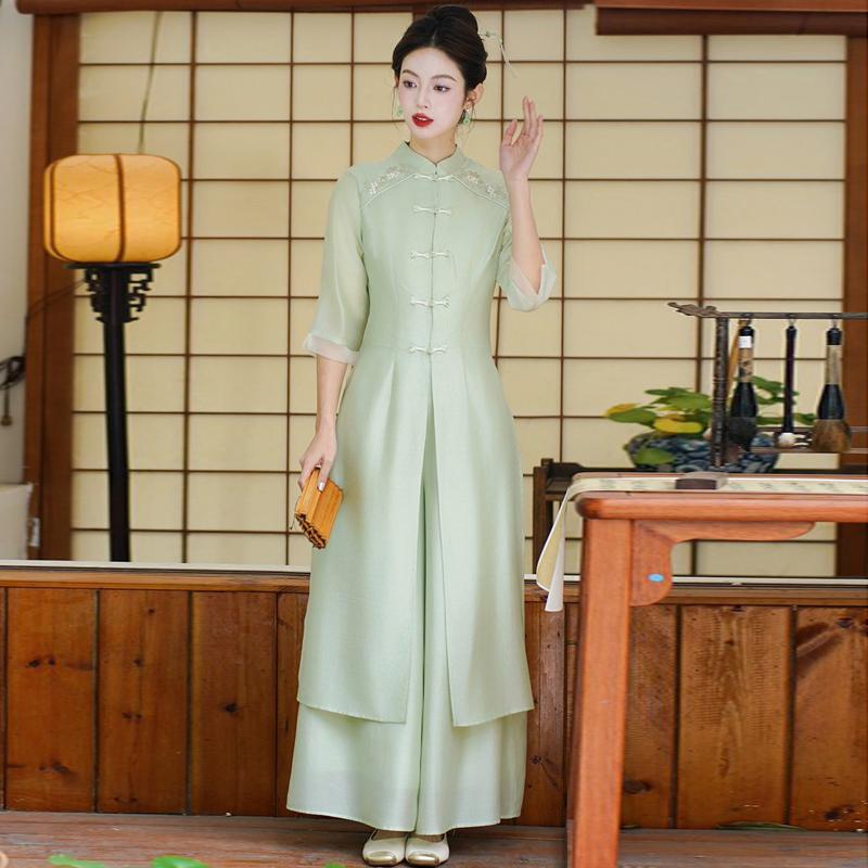 新中式轻奢茶服两件套旗袍