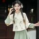 茶艺服秋冬装 汉元 素日常汉服国风裙女刺绣采耳师旗袍两件套新中式