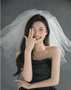 新款多层蓬蓬多层短款领证订婚主纱头纱新娘化妆头饰森系样片配饰
