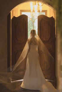 新款港风仙气新娘花朵包边纱法式复古珍珠蕾丝民国风头纱帽