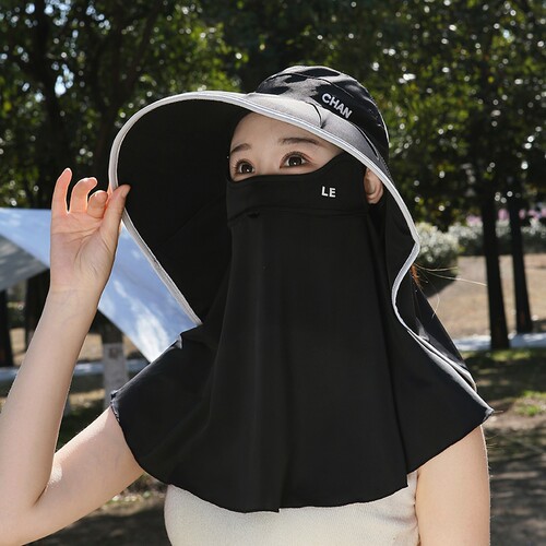 遮阳帽户外休闲女夏平檐全脸面罩