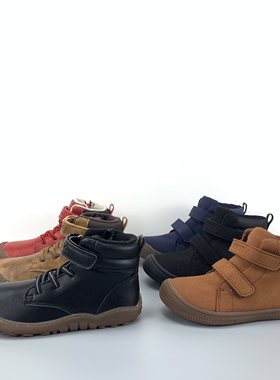 啊圆诚品跨境新款男女童中帮加绒保暖宽楦棉鞋防滑轻便徒步鞋