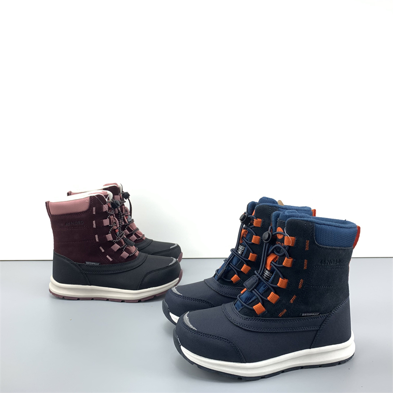 啊圆诚品德国秋冬季男女童全防水牛皮棉鞋轻便防滑保暖亲子雪地靴
