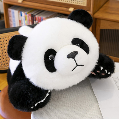 仿真可爱金貂绒熊猫趴款大熊猫玩偶毛绒玩具公仔陪伴娃娃睡觉抱