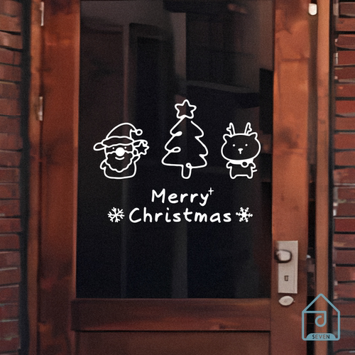 玻璃门装饰贴纸圣诞节图案包邮