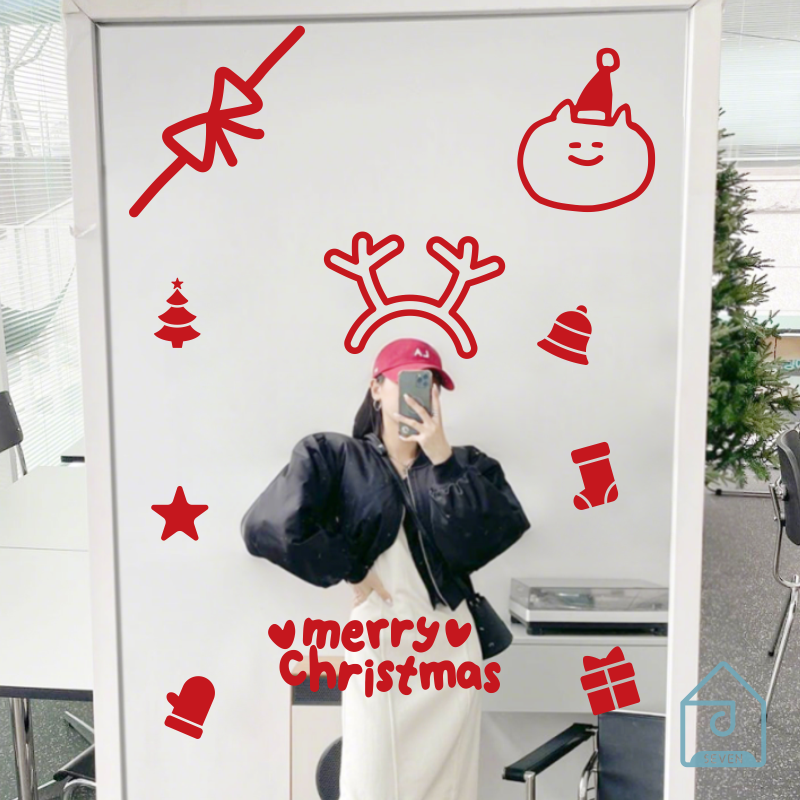 圣诞镜子贴纸节日氛围感布置服装店奶茶店打卡地场景布置创意装饰,家居饰品,软装墙贴,淘宝优惠券,粉丝福利购,淘宝优惠卷