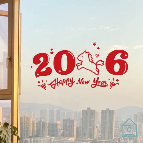 2026马年新年快乐贴纸店铺过年春节元旦节日装饰玻璃门橱窗户贴纸