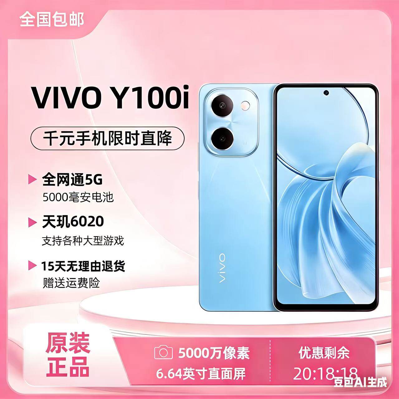 vivo Y100i 512G大内存 长续航大音量快充双卡双待5G智能老人手机