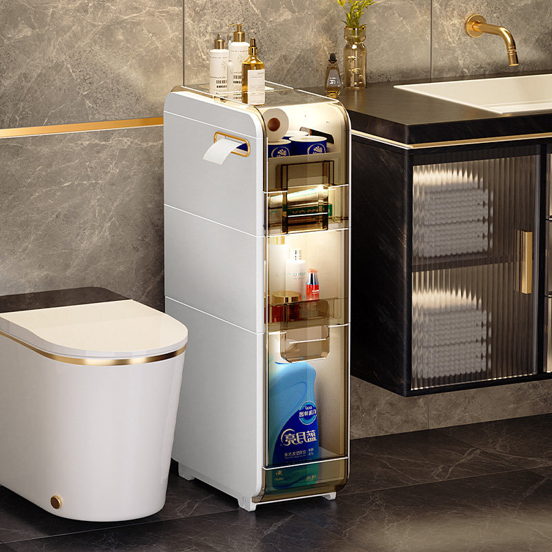 浴室夹缝收纳柜卫生间收纳架小推车置物架马桶窄缝收纳落地储物柜