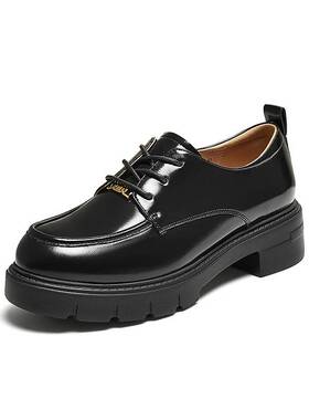 百思图2025秋季新款牛皮英伦风厚底牛津鞋皮鞋粗跟女单鞋UUJ03CM5