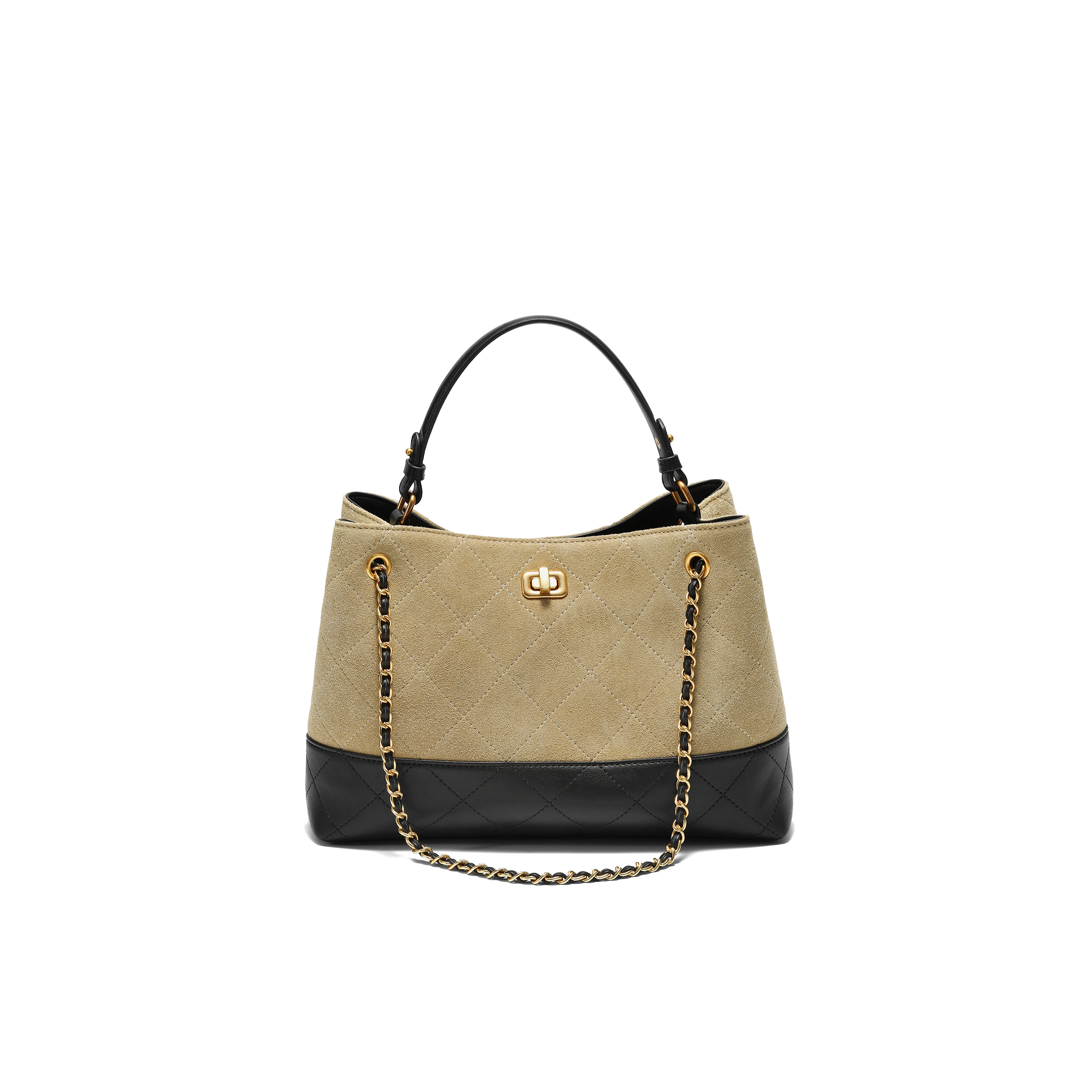 百丽包包女2025冬季新款反绒麂皮小香风撞色单肩托特包F3055DX5,箱包皮具/热销女包/男包,托特包,淘宝优惠券,粉丝福利购,淘宝优惠卷