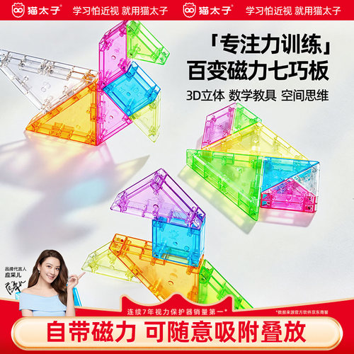 猫太子3d磁力七巧板立体拼图益智