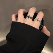 暗黑流星十字架戒指女ins小众设计感开口可调节食指戒冷淡风指环