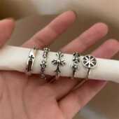 暗黑复古戒指女ins小众设计感开口可调节镂空十字架食指戒指环潮