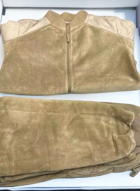 轻质1九户外高寒区绒衣绒裤 土黄色秋冬抓绒衣裤巡逻款保暖套装