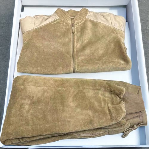 轻质1九户外高寒区绒衣绒裤 土黄色秋冬抓绒衣裤巡逻款保暖套装