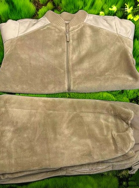 轻质巡逻土黄色珊瑚绒秋冬透气抗静电保暖19巡逻套装边防绒衣裤