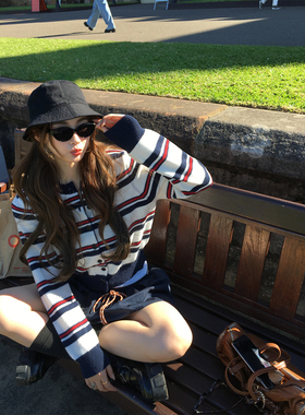 Xinlei Lin“智性恋”miu系高智感学院风条纹针织衫毛衫开衫套头