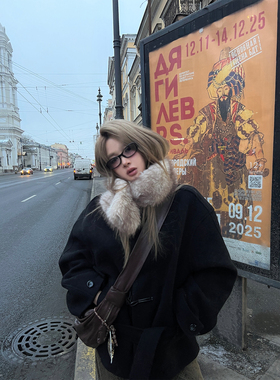 Xinlei Lin 圣彼得堡 Lem*ire私服100羊毛呢外套中短款双面呢