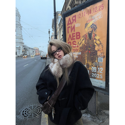 XinleiLin双色牛角扣大衣外套