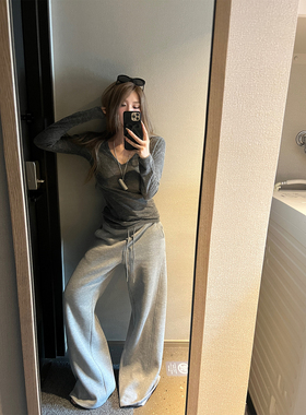 Xinlei Lin 一条过冬 针织腰头高克重一体绒奥粒绒保暖加绒卫裤